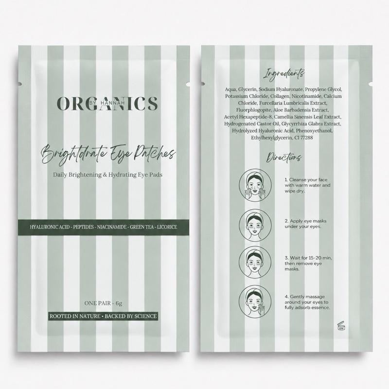 Brightdrate Eye Pads - Daily Brightening & Hydrating Patches with Hyaluronic Acid Peptides Niacinamide Green Tea Licorice